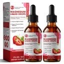 M tuuman magnesium Glycinate Liquid, suuri imeytyminen Magnesiumnesteen tippa, jossa selluloosakuitua, bromaiinia, B6-vitamiinia, C-vitamiinia, sinkkiä, magnesiumia lapsille ja aikuisille, mansikkamaahto, 2 pakkaus