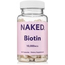 NAKED Biotin 10 000 mcg - Max Strength B7-vitamiini täydentää terveille hiuksille, iholle ja kynsille tuki - ei-GMO, Gluteeniton, Vegaani - Tukee Keratin tuotanto - 120 kapselia