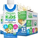 Orgain Organic Kids Nutritional Protein Shake, Vanilja, Terveet lapset Välipalat, 8g Dairy Protein, 3g Kuitu, 22 Vitamiinit ja mineraalit, Ei soijan ainesosia, Gluteeniton, ei-GMO, 8.25 Fl Oz (Pakkaus 12)