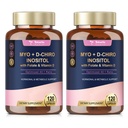 Totaria Inositol Supplement for Women with D3-vitamiini, Folate, 40:1 Ratio Myo-Inositol & D-Chiro Inositol Complex, (Vitavan B8) Inositol Capsules, Pack of 2