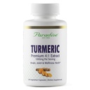 Paradise Organic Turmeric Rhizome 4:1 uute, Active Whole Spectrum Extract, Super Potent, Ultra Pure, Vegan, Ei-GMO, Gluteenittomat, 90 kasvissyöjä kapselit