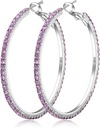 925 Sterling Silver korvakorut Suuret tekojalokivi Hoop korvakorut Iso Cubic Zirconia Hoop korvakorut Ohut tekojalokivet Round Hoop korvakorut naisille 20/30/40/50/60/70mm Kipinä renkaat kiteitä naisille