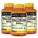 MASON NATURAL Valerian juuri 500 mg, 6 kuukauden tarjonta, luonnollinen uniapu, edistää terveellistä ja levollista unta, kasviperäisten täydentää, 3 pakkaus