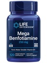 Life Extension Mega Benfotiamiini, 250 mg, rasvaliukoinen muoto tiamiinia, terve aineenvaihdunta, ultrabio käytettävissä B1-vitamiini, korkea teho, gluteeniton, ei-GMO, kasvissyöjä, 120 kapselia