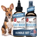 PetSilver - Haava- ja ihosuihke (4 fl oz) ja korvanpesu (8 fl oz) patentoidulla kelated Silver - Haavanhoito, Hot Spot, & Kutch Relief Spray - Korvan puhdistaja & hoito kissoille ja koirille - Valmistettu USA
