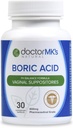 lääkäri MK's Natural Boric Acid Suppositories (600mg) for Healthy Feminine pH Support. 30 emättimestä putkeen