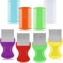 Maitys 8 Pices Flea Lice Combs Double Sided Lice ja Nit Removal Hair Graoming Muovi ja metalli Comb ihmisille lemmikki [3,5 x 2 tuumaa, 3,54 x 1,57 tuumaa, oranssi, sininen, violetti, valkoinen)
