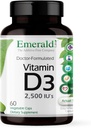 EMERALD LABS D3-vitamiini 2500 IU: n - Tukee luuta, hampaita, lihaksia, sydäntä ja immuuni terveyttä - Premium ruokavalio täydentää - 60 Vihanneskapselit (60-päivä tarjonta)