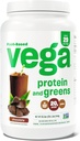 Vega Protein and Greens Protein Powder, Chocolate - 20g Kasviperäistä proteiinia Plus kasviksia, kasviksia, ei GMO, Pea Protein for Women and Men, 2,1bs