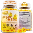 Sugar Free Turmeric Curcumin Filled Gummies 550mg aikuisille, inkivääri ja mustapippuri ... 95% Curcuminoidit w/prebiootti Probiootti ja Postbiootti Blend, tuki Immuuni ja ruoansulatusterveys, vegaaninen, 60