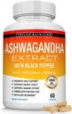 Luomu Ashwagandha juurijauhe pillereitä 1950 Mg Black Pepper Extract - Pure Natural Ashwagandha täydentää, tuki energia, miesten naisten 60 kapselia