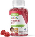 Vitey-vitamiini B12 lapsille Gummies, 1000 mcg - Aineenvaihdunta, Natural Energy Support - Vegan, Liivate, Gluteeniton, GMO-vapaa - Tasty Pureskeltava B12 Vadelma Maku