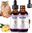 2Pack Liquid Collagen varten Cats, Collagen varten Cats 2 fl.oz, Iho ja takki täydentää kissat, kutina helpotus kissat kanssa allergies, naudan Collagen, Biotin, MSM, inkivääri, Collagen varten Cats Drops