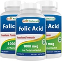 Best Naturals Foolihappo 1000 mikrog (Vitamin B9), 240 tablettia (1000 mikrog (paketti 3))