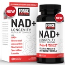 FORCE FACTOR NAD+ (NMN tai Nikotinamidi Riboside Alternative) Resveratrolilla, Astaksantiinilla, spermidiinillä ja luteolinkompleksilla, NADilla, joka tukee solujen terveyttä ja tervettä ikääntymistä, 60 kapselia