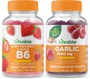 Elinkelpoinen B6-vitamiini + valkosipuli 1000 mg, Gummies Bundle - suuri maku, vitamiini täydentää, gluteeniton, GMO vapaa, pureskeltava