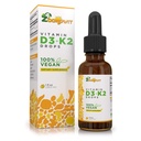 Vegan Liquid Drops Vitamiini D3 K2 (MK7) - 100% Kasvipohjainen nestemäinen D-vitamiini Lisätty Coconut Oil Max Imeytyminen - 1 Serving = 1000 IU VIT D3 ja 200 mikrog VIT K2