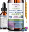 GREENPEOPLE Liver Cleanse Detox & Repair Drops - Liver Supplement w/Milk Thistle Silymarin, Artisoke & Voide Liver Detox & Support- 16x Potent Herb-Nutrients - 2Fl Oz Blueberry Flavor