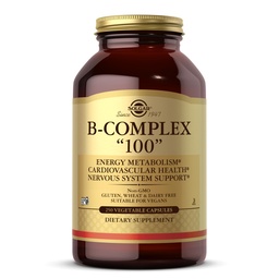 Solgar B-Complex "100," 250 Kasvikapselit - Hermoston tuki - Tukee energian aineenvaihduntaa - ei-GMO, Vegaani, Gluteeniton, Maitotuotteeton, Kosher - 250 tarjoilua