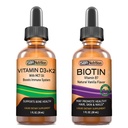 SBR Nutrition D3+K2 ja Biotiini Bundle-vitamiini D3K2 (MK7) nestepiparminttu, 1oz ... Biotiini 5000 mcg Liquid Drops, Vanilla 2oz...