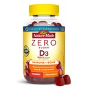 Nature Made Zero Sugar Vitamiini D3 Gummies 2000 IU (50 mikrog) per Serving, Bone & Immuuni tuki, Aspartaami vapaa, 110 D-vitamiini Gummies, 55 päivän tarjonta