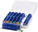 Metal Weekly Pill Organizer 2 Kertaa päivässä, alumiiniseos kannettava matka pilleri Box 7 Päivä, AM kahdesti päivässä pilleri asia vitamiini, lääketiede, täydentää, kalaöljy