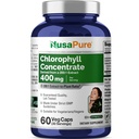 NusaPure klorofylli 200:1 Uute, 400 mg, mikä vastaa 80 000 mg 60 kasviskapselia (Equivalent 80000 mg per Serving, ei-GMO, Vegan) Natrium kupariklorofylli