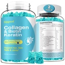 2 Pack Biotin Gummies Collagen, Keratiini, Hyaluronihappo, Vitamiini iholle, hiusten kasvua, kynnet, Naiset Miehet Aikuiset Lapset - Mustikka maku, 120 Gummy