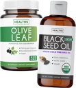Bundle of Black Seed Oil Liquid & Olive Leaf Extract - Immuunituki Synergia Bundle - Organic Black Seed Oil Liquid (8 fl oz) & Olive Leaf Extract 20% Oleuropein Immune Supplement (60 kapseli)
