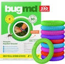 BugMD 10 Pack Mosquito rannekorut, DEET-vapaat bändit aikuisille & lapsille, Luonnollinen & vedenpitävä Citronella Rannekkeet telttailuun, vaellus, ranta, matkailu & ulkoilu Essentials