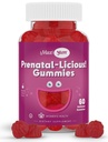 Maxi Health Naisten Organic Prenatal Gummies - Kosher Cherry Flavored Prenatal Gummy - Prenatal Vitamiinit naisille Foolihappoa ja rautaa sikiön kehitykseen, 60 kreivi