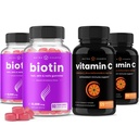 NutraChamps Biotin Gummies (2 pakkaus) ja C-vitamiinikapselit (2 pakkaus) 4 Pack Bundle
