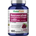 NusaPure Resveratrol & Polyphenol Complex 1450 mg 180 Kasvissyöjä Caps (ei-GMO, Vegan) C-vitamiini
