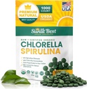 Sunlit Best Clorella Spirulina Tabletit - Organic USDA, Premium Spirulina ja Clorella Tabletit 1000 Count - Sun Clorella Pure Natural Superfood Algae, Enzymes klorofylli & Vegan Protein