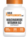 BulkSupplements.com Niacinamide Kapselit - Niacinamide Supplement, B3-vitamiini, Niacinamide 500 mg - Gluteeniton, 1 kapseli per tarjoilu, 300 kapselia (pakkaus 1)
