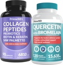 27-in-1 Hiusten iho ja kynnet Vitamiinit (6810mg) w/Biotin ja Collagen hiusten kasvu vitamiineja probiootit ja Saw Palmetto, 90 ct - 28-in-1 Quercetin bromelain Daily Immune Defense (120ct)