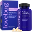 Lovebug Postnatal Probiootit - 20 miljardia PMY:tä Multi kanta imetys - kanssa Sarviapila, maito Thistle & Fennel,Tukee rintamaitoa & Gut Health, Synnytyksen jälkeen Essentials, 30 kapselia