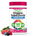 Orgain Organic Greens Powder + 50 Superfoods, Berry - 1 miljardia Probiootteja digestiiviseen terveyteen, antioksidantteja, vegaaneja, kasviperäisiä, gluteeniton, ei-GMO, Green Juice & Smoothie Drink Mix - 0,62b