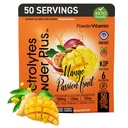 PowderVitamin Electrolytes Powder Plus (50 tarjoilua) Mango Passionhedelmät Elektrolyyttijauhe Zero Calorie Keto, 0 Sokeri, No Maltodekstriini, 1000 mg Kalium, 120 mg kalsium, 120 mg Magnesium, nesteytysjauhe