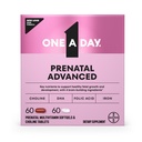 One A Day Prenatal Advanced Prenatal Vitamiinit Foolihappo, Koliini, DHA & rauta, Raskaus vitamiinit naisille tukemaan vauvan kehitystä, 60 + 60 Ct (120 yhteensä Set) (Pakkaus toukokuussa Vary)
