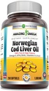 Hämmästyttävä Omega Norwegian Cod Maksaöljy 1000 Mg Softgels Supplement Omega-3, EPA, DHA, A-vitamiini, D & E-vitamiini (Orange 250 Count)