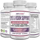 Lutein & Zeaksantiini Silmien terveys täydentää aikuisille, Natural Eye & Vision Formula w/Vitamin A, Lutein, Zeaksantiini, Bilberry Extract, Eyebright & Lycopene for Retina & Lens 60 Caps