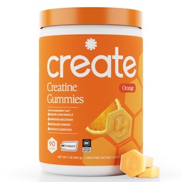 Luo Creatiini Monohydraatti Gummies miesten ja naisten, Boost Focus, Strength, ja Endurance, Anti-Melting Formula, Vegan, Gluteeniton, ei-GMO, 1,5 g Creatiini per Gummy (Orange, 90 t)