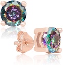 Käsintehty Rose Gold Plated Natural Mystic Topaz Sterling Silver Stud korvakorut