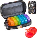Serfeymi Viikolla matka pillereitä Järjestäjä 2 Kertaa päivässä Päivitetty Sateenkaari pillerilaatikko 7 Päivä Kannettava Zipper PU Nahka pilleri Case, Lääketiede Organizer pillereitä, Vitamiineja, Kalaöljyjä - Musta 02
