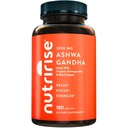 NutriRise Organic Ashwagandha juurikapselit mustapippuri 1950 mg, luonnollinen stressi & mieliala, kilpirauhasen ja immuuni tuki täydentää, uniapu, selkeys, tarkennus & energia, gluteeniton, 180 kreivi