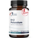 Designs for Health K+2 Kalium - 300mg Kaksi muotoa kalium - Kaliumbikarbonaatti + Glycinate pillereitä - Supplement Tuki auttaa ylläpitämään terveitä verenpainetasoja (120 kapselia)