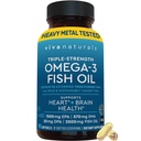 Viva Naturals Triple Strength Omega 3 Fish Oil Pillerit 2500 mg High-Potency Formula 2250 mg Omega 3 rasvahapot (mukaan lukien EPA, DHA, DPA) rTG Form Absorption .