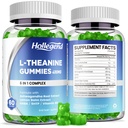 L-Theanine Gummies, l'theanine 400mg Ashwagandha, GABA, 5HTP, L-Theanine Chewable Supplement for Relax, Zzz & Focus Support, Vegan, Lemon Flavor, 120 Counts