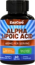 Alpha Lipoic Acid Supplement, Alpha Lipoic Acid 600mg per Serving, Vegan, Gluteeniton, ei-GMO ALA täydennysosa, 60 Vihanneskapselia